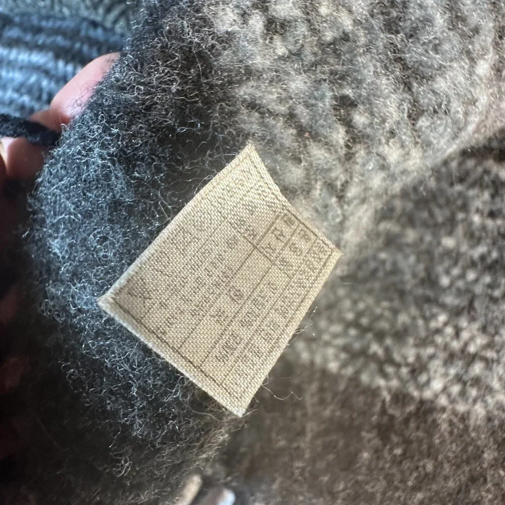 Balenciaga Scarf Unisex Black Gray Tweed Black BLue Gray Herringbone Chevron